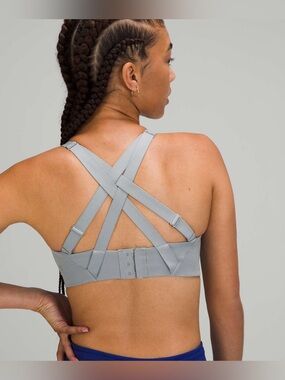 Lululemon Energy Bra 34D Rhino Grey high Support Strappy Activewear